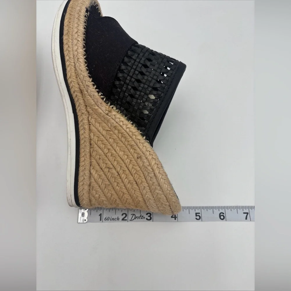 TOMS Black Woven Wedges with‎ Tan Espadrille